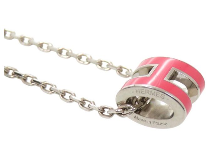Hermès Hermes Pop H Mini Halskette Rosa mit silberner Hardware Pink - Ansicht 3