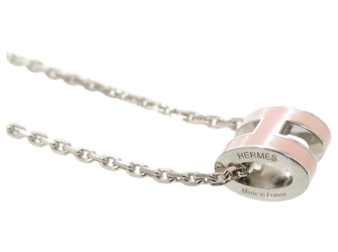 Hermès Hermes Pop H Mini Halskette Rosa mit silberner Hardware Pink - Ansicht 4