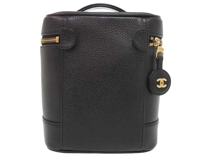 Borsa Vanity Chanel in pelle di vitello martellata nera Nero - vista 3