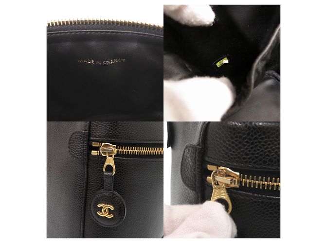 Borsa Vanity Chanel in pelle di vitello martellata nera Nero - vista 9