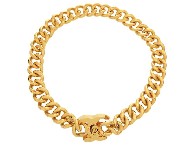 Collana Choker Chanel Vintage in metallo dorato D'oro - vista 3