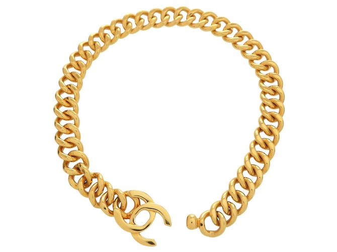 Collana Choker Chanel Vintage in metallo dorato D'oro - vista 4