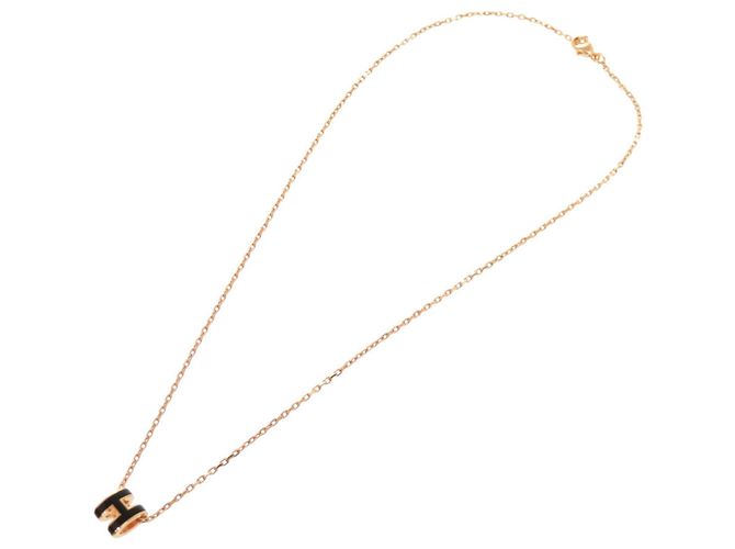 Hermès Collana Hermes Pop H Mini Nera con hardware Rose Gold Nero - vista 3