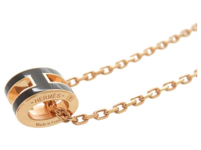 Hermès Collana Hermes Pop H Mini Nera con hardware Rose Gold Nero - vista 4