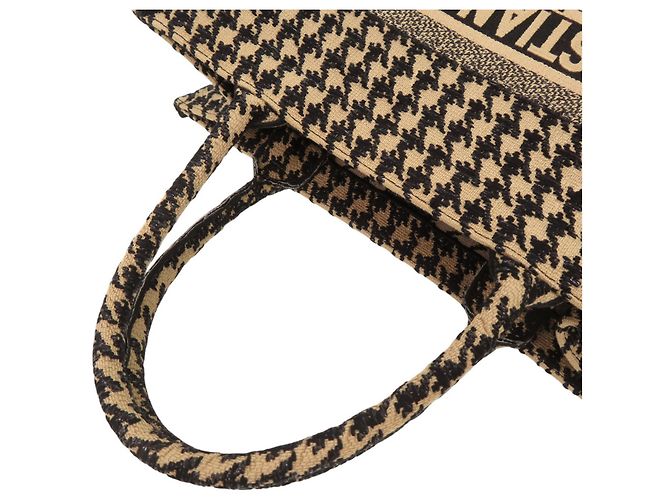Christian Dior Medium Houndstooth Tote Bag Schwarz Beige - Ansicht 5