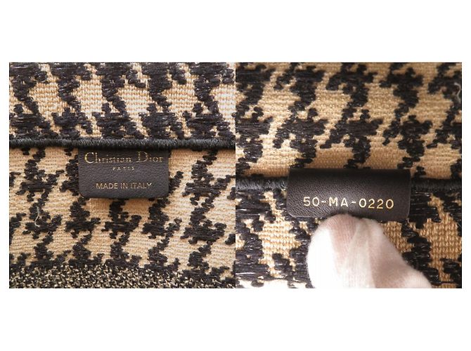 Christian Dior Medium Houndstooth Tote Bag Schwarz Beige - Ansicht 8