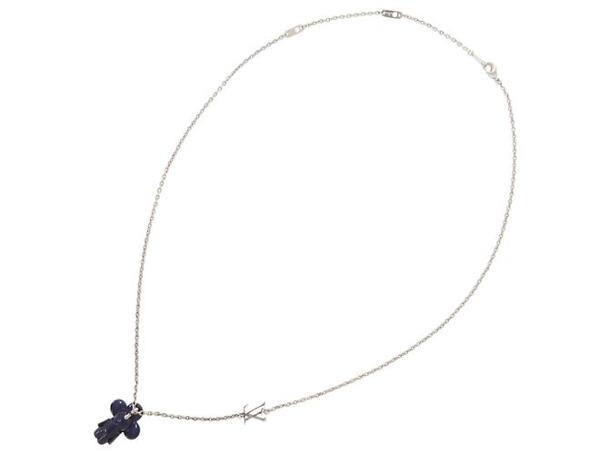 Collana con ciondolo in metallo Vivienne Louis Vuitton Argento Blu - vista 3