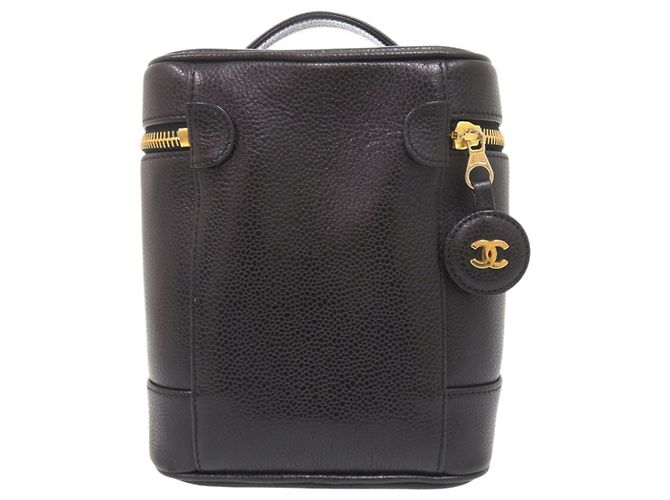 Borsa Vanity Chanel in pelle di vitello martellata nera Nero - vista 2