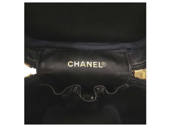 Borsa Vanity Chanel in pelle di vitello martellata nera Nero - vista 7