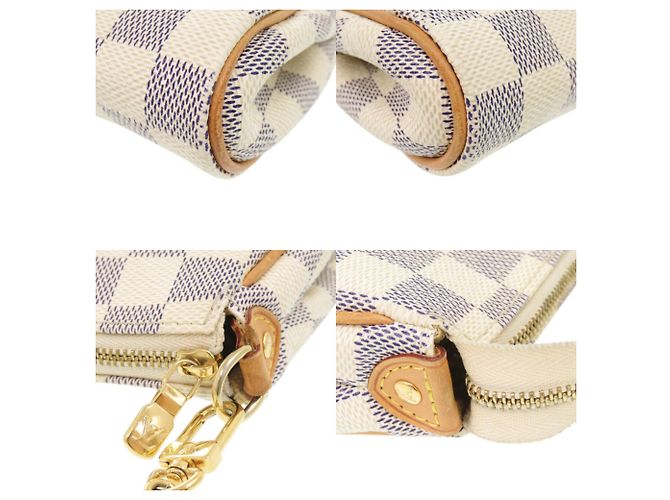 Borsa a tracolla Louis Vuitton Eva Damier Azur Bianco - vista 4