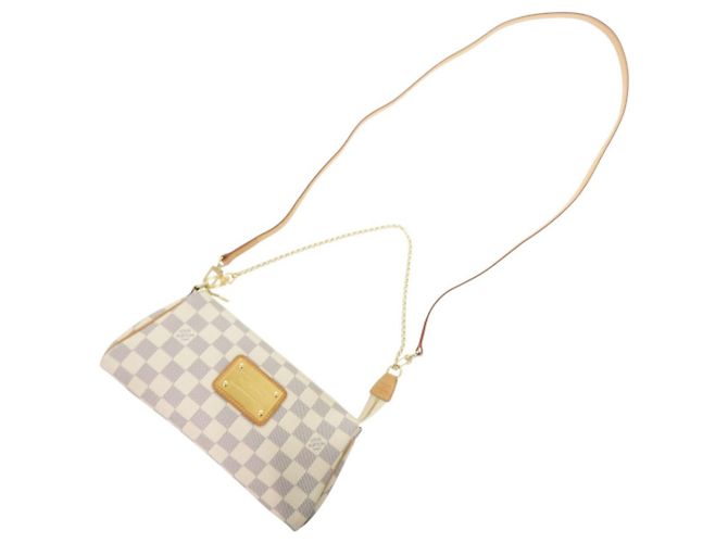 Borsa a tracolla Louis Vuitton Eva Damier Azur Bianco - vista 7