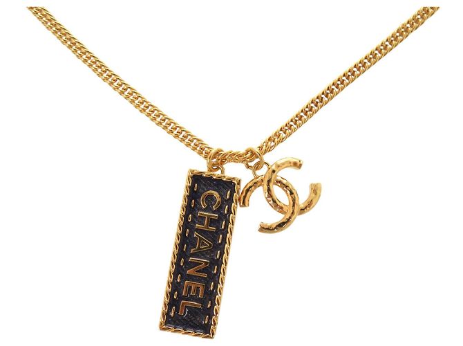 Collana con placca logo Chanel Coco Mark D'oro - vista 4