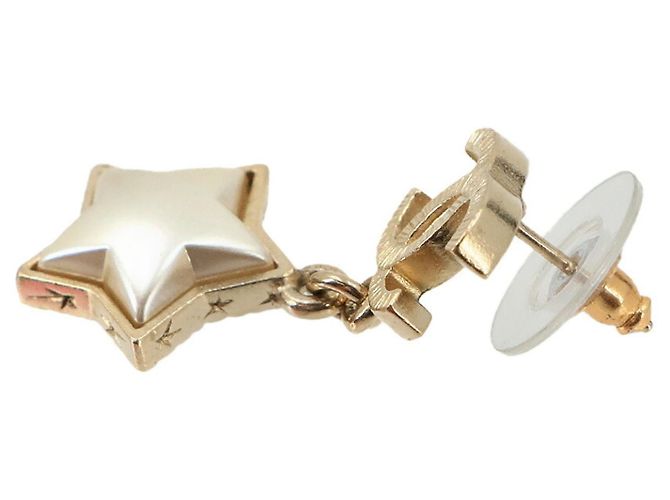 Pendientes Chanel Coco Mark Star Swing Blanco Dorado - vista 3