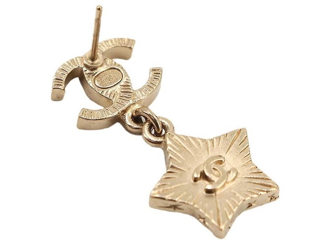 Pendientes Chanel Coco Mark Star Swing Blanco Dorado - vista 4