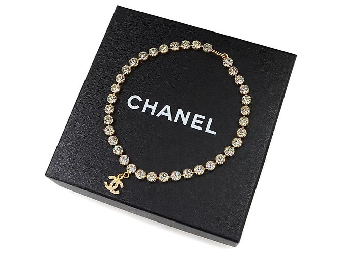 Colar Chanel Coco Mark com strass Dourado - vista 2