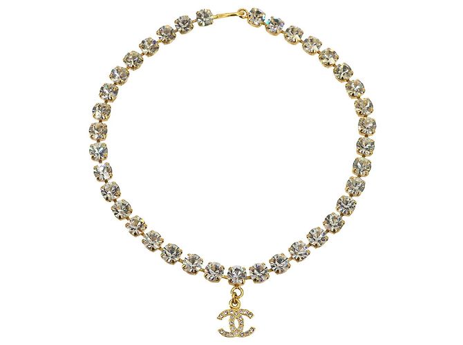 Colar Chanel Coco Mark com strass Dourado - vista 3