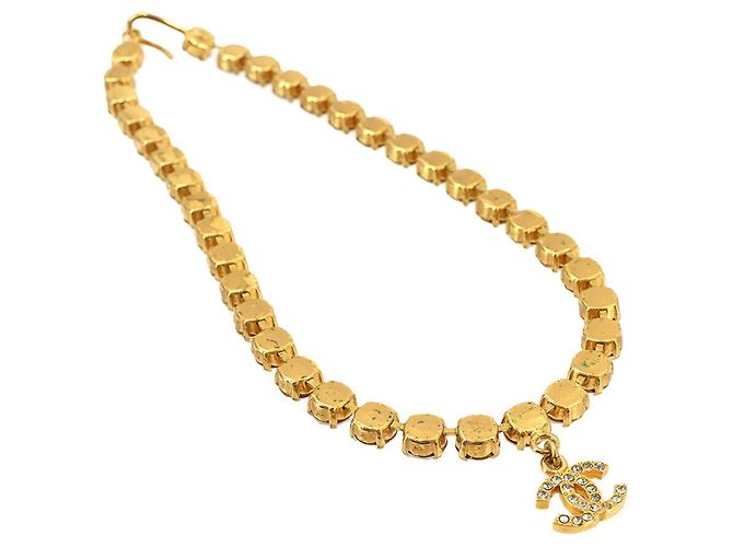 Colar Chanel Coco Mark com strass Dourado - vista 6