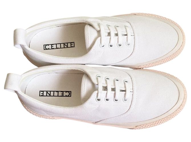 Céline 180° Sneaker Weiß Canvas Rosa Sohle Pink - Ansicht 15
