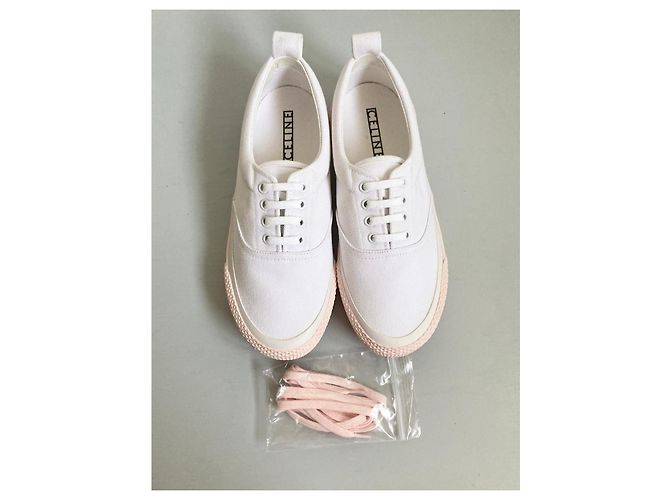 Céline 180° Sneaker Weiß Canvas Rosa Sohle Pink - Ansicht 8