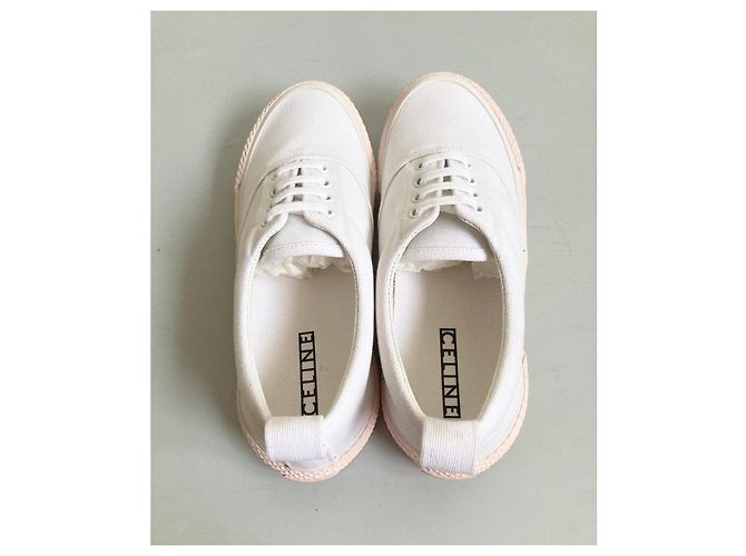 Céline 180° Sneaker Weiß Canvas Rosa Sohle Pink - Ansicht 9