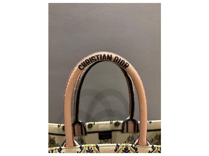 Christian Dior Book Tote Tasche aus Canvas Braun Schwarz Pink Rot Beige Grün - Ansicht 10