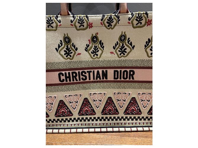 Christian Dior Book Tote Tasche aus Canvas Braun Schwarz Pink Rot Beige Grün - Ansicht 9