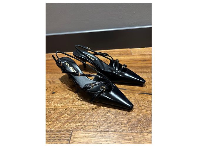 Miu Miu Sandali Slingback in pelle nera 37 Nero - vista 2