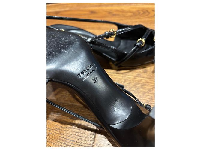 Miu Miu Sandali Slingback in pelle nera 37 Nero - vista 3