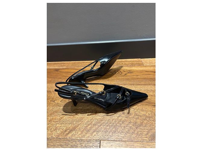 Miu Miu Sandali Slingback in pelle nera 37 Nero - vista 6