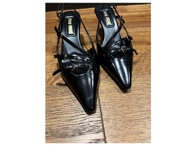 Miu Miu Sandali Slingback in pelle nera 37 Nero - vista 7