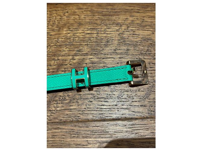 Cintura Hermès Pop H in pelle verde D'oro - vista 10