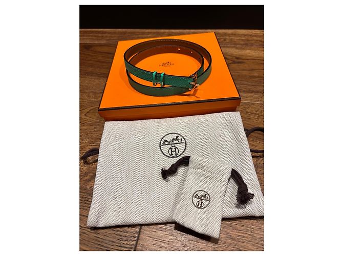 Cintura Hermès Pop H in pelle verde D'oro - vista 5