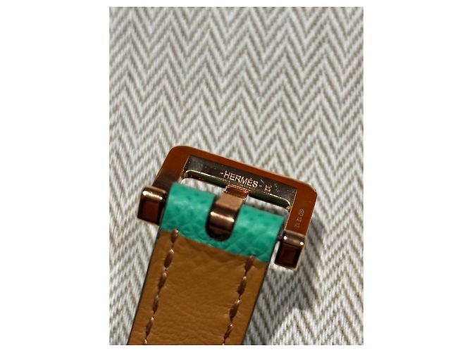 Cintura Hermès Pop H in pelle verde D'oro - vista 6