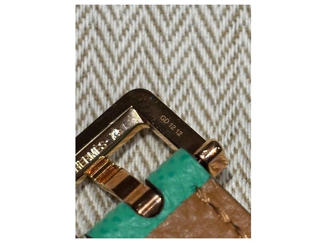 Cintura Hermès Pop H in pelle verde D'oro - vista 7
