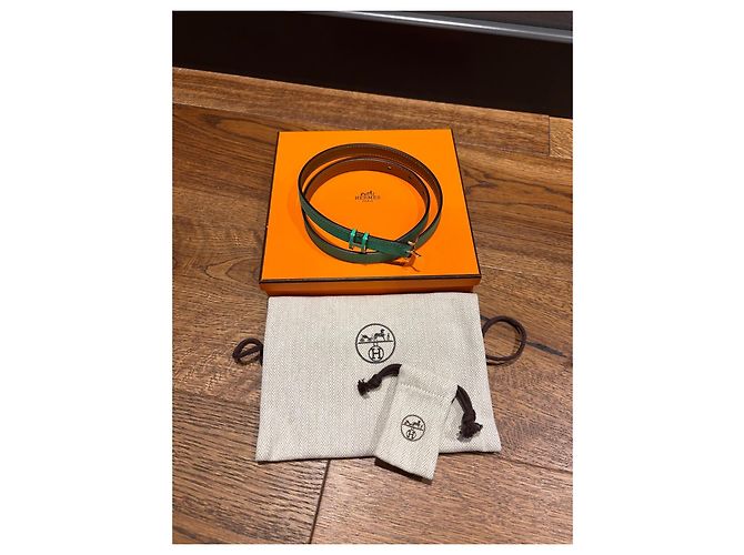 Cintura Hermès Pop H in pelle verde D'oro - vista 8