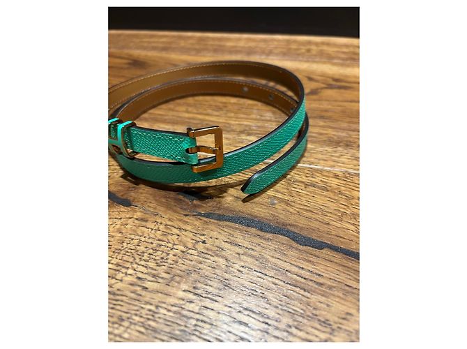 Cintura Hermès Pop H in pelle verde D'oro - vista 9