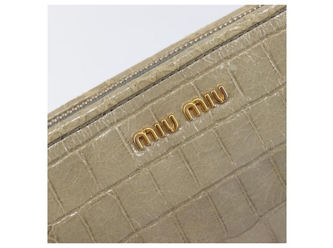 Borsa Clutch Miu Miu Pelle Beige Oro Auth 202018 D'oro - vista 17