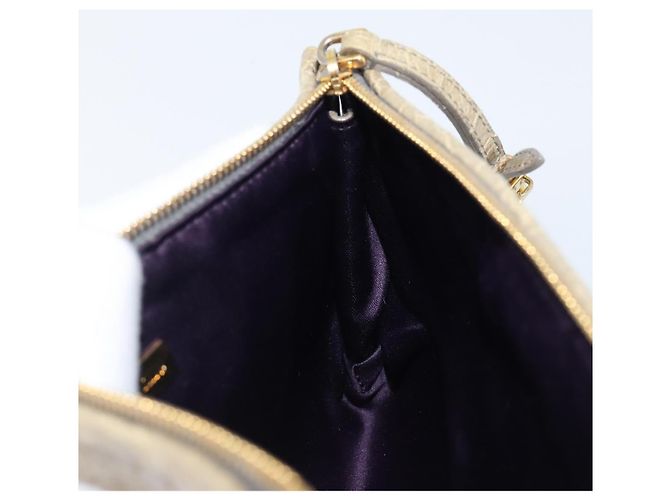 Borsa Clutch Miu Miu Pelle Beige Oro Auth 202018 D'oro - vista 19