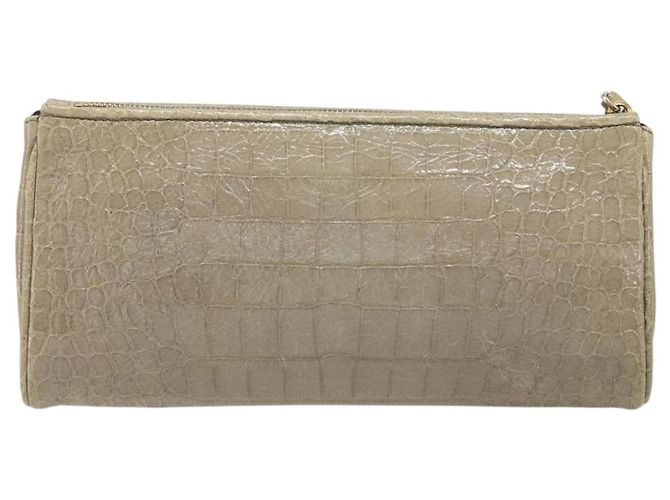 Borsa Clutch Miu Miu Pelle Beige Oro Auth 202018 D'oro - vista 2