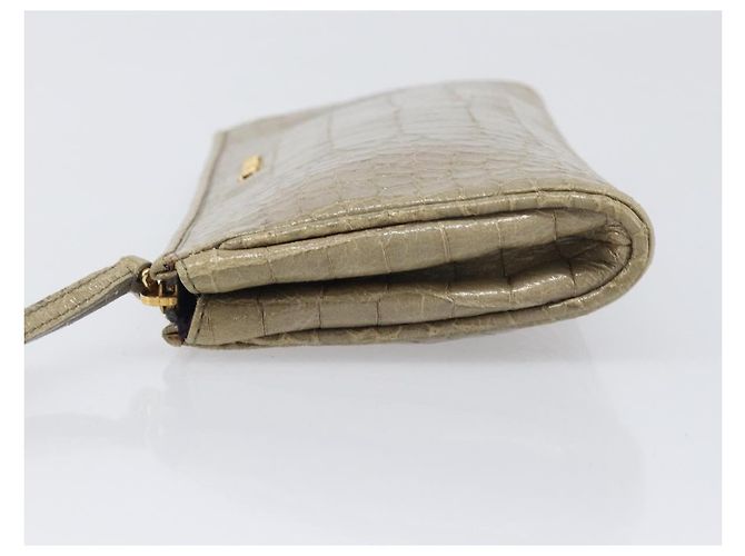 Borsa Clutch Miu Miu Pelle Beige Oro Auth 202018 D'oro - vista 4