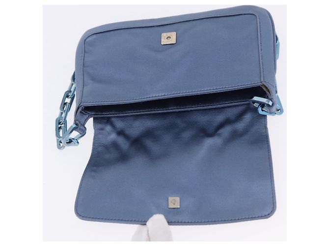 Borsa a tracolla con catena GUCCI Satin Blue Auth 200336V - vista 10