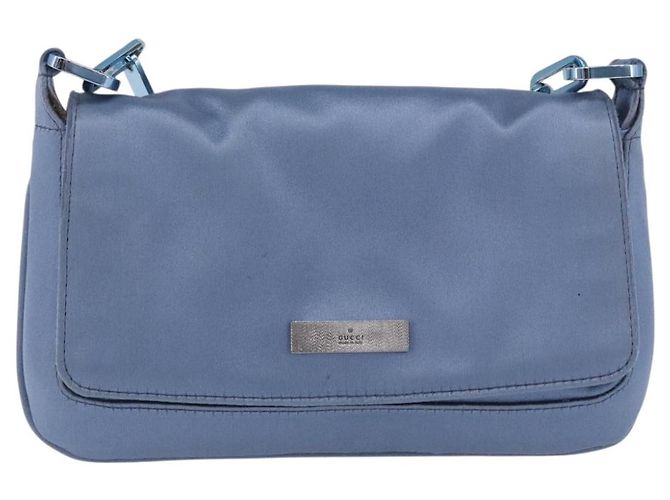 Borsa a tracolla con catena GUCCI Satin Blue Auth 200336V - vista 13
