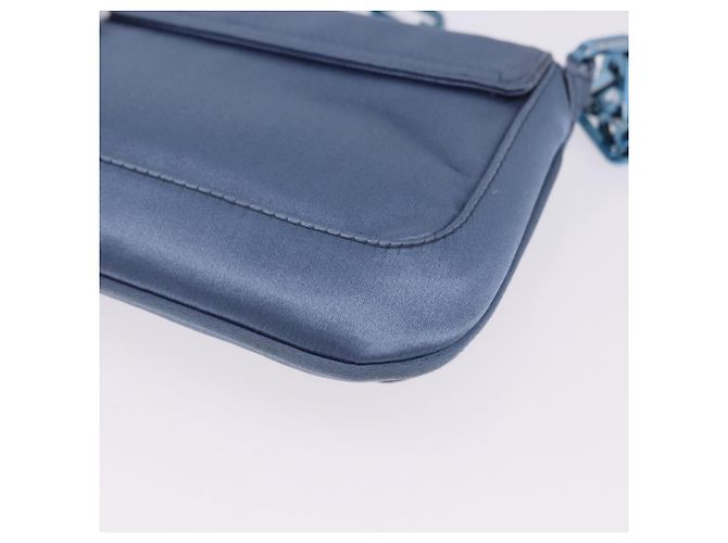 Borsa a tracolla con catena GUCCI Satin Blue Auth 200336V - vista 17