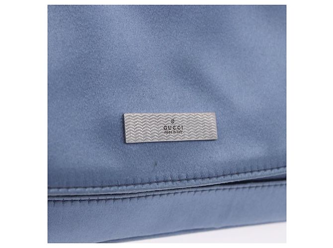 Borsa a tracolla con catena GUCCI Satin Blue Auth 200336V - vista 18