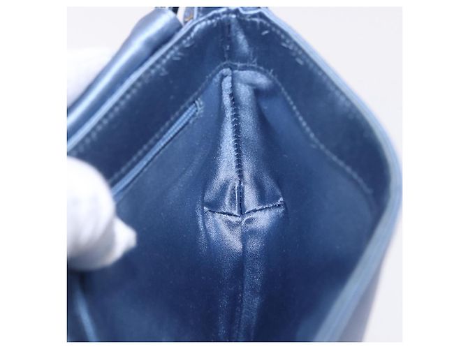 Borsa a tracolla con catena GUCCI Satin Blue Auth 200336V - vista 19