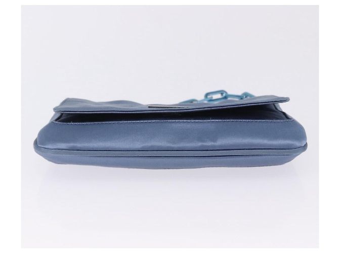 Borsa a tracolla con catena GUCCI Satin Blue Auth 200336V - vista 6