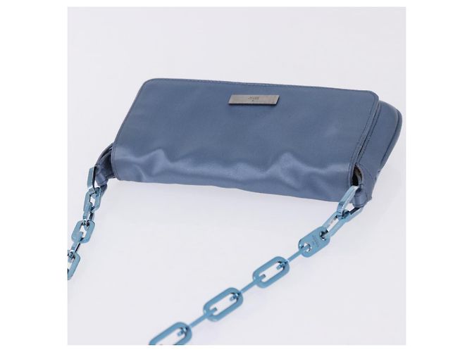 Borsa a tracolla con catena GUCCI Satin Blue Auth 200336V - vista 7