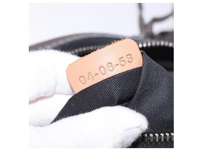 Chloé Bolsa de mão Chloe com corrente em couro cinza prata Auth 200082A Marrom - vista 12