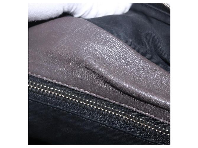 Chloé Bolsa de mão Chloe com corrente em couro cinza prata Auth 200082A Marrom - vista 17
