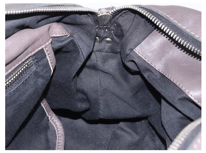 Chloé Bolsa de mão Chloe com corrente em couro cinza prata Auth 200082A Marrom - vista 18